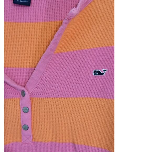 Vineyard Vines Shirt Womens Medium Thermal Pink/Orange Long Sleeve Top Preppy - Picture 3 of 6